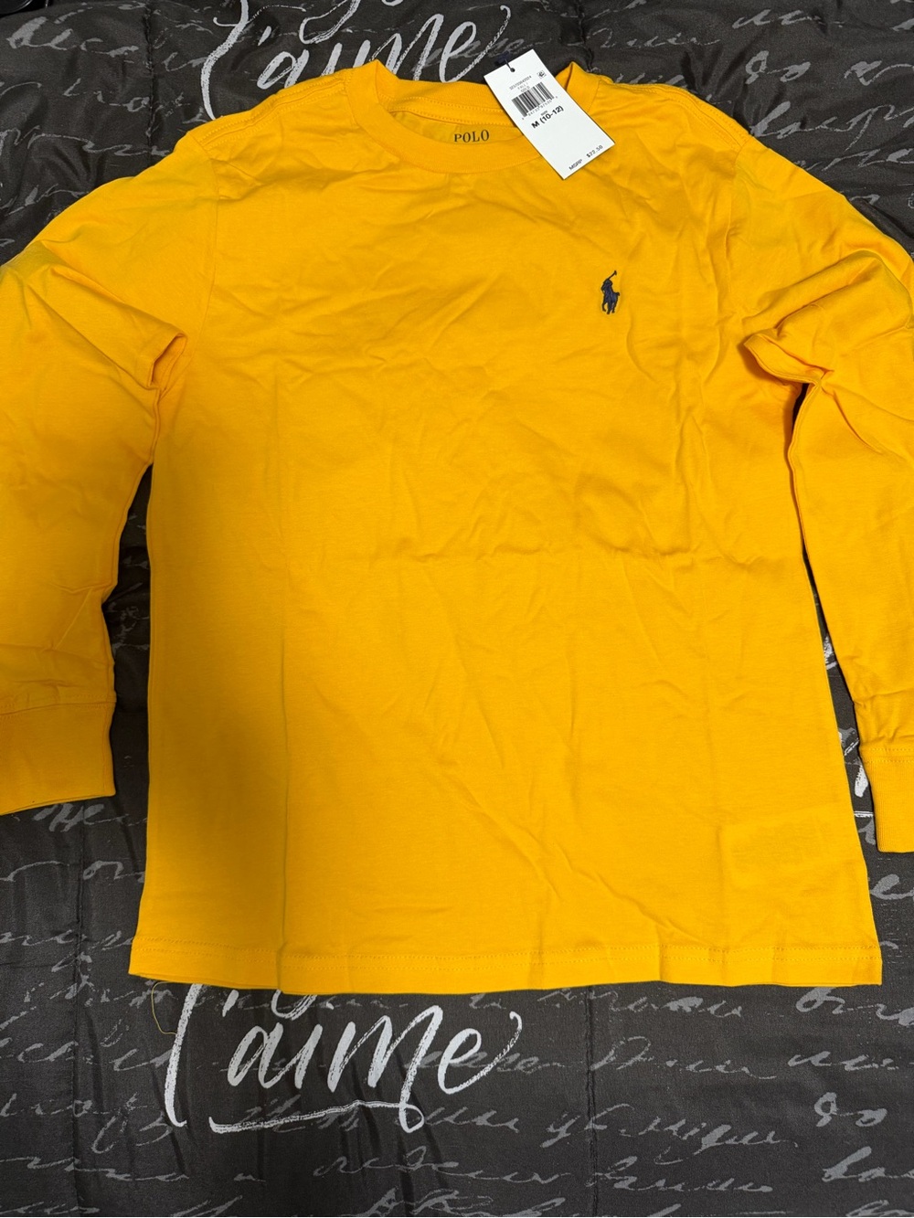Ralph Lauren Long-Sleeve Crewneck Shirt - Yellow with Navy Pony